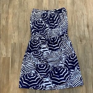 Lilly Pulitzer Navy and White Strapless Dress